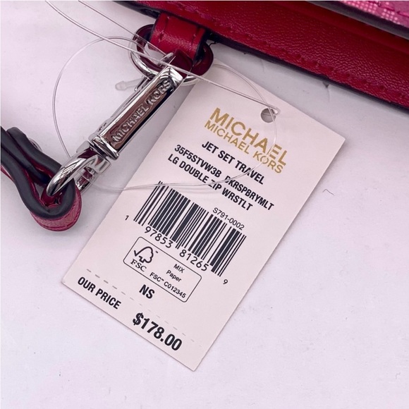 Michael Kors jet set double zip wristlet wallet phone case dk raspberry Multi - Picture 11 of 11